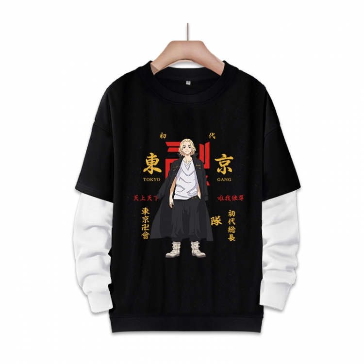 Tokyo Revengers Anime fake two-piece thick round neck sweater from S to 3XL