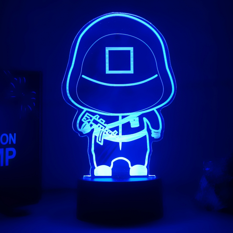 Squid game 3D night light USB touch switch colorful acrylic table lamp BLACK BASE