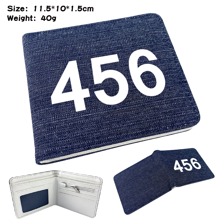 Squid game Film and television peripheral denim half-fold wallet 11.5X10X1.5CM 23F