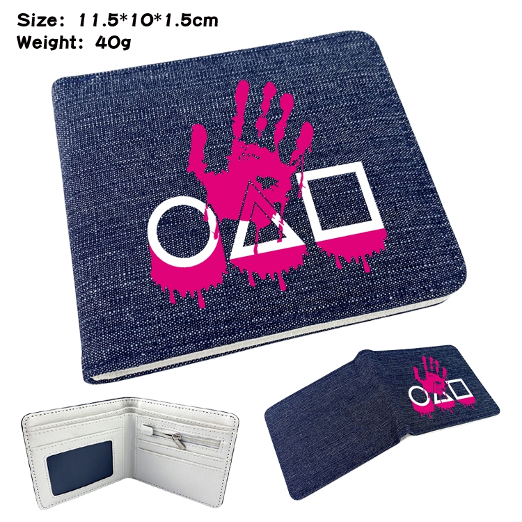 Squid game Film and television peripheral denim half-fold wallet 11.5X10X1.5CM 8F