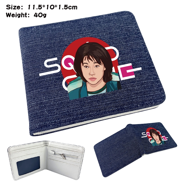 Squid game Film and television peripheral denim half-fold wallet 11.5X10X1.5CM 4F