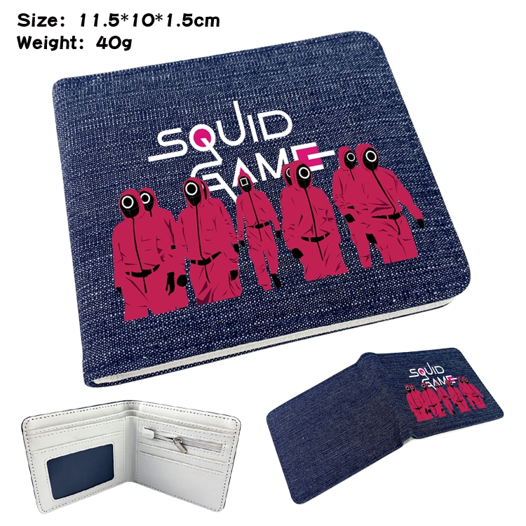 Squid game Film and television peripheral denim half-fold wallet 11.5X10X1.5CM 16F