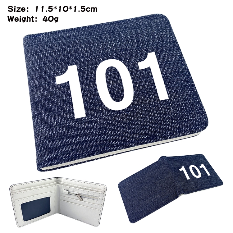 Squid game Film and television peripheral denim half-fold wallet 11.5X10X1.5CM 20F