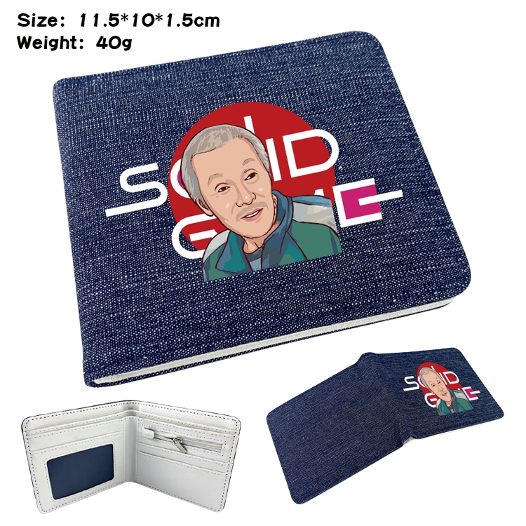 Squid game Film and television peripheral denim half-fold wallet 11.5X10X1.5CM 2F