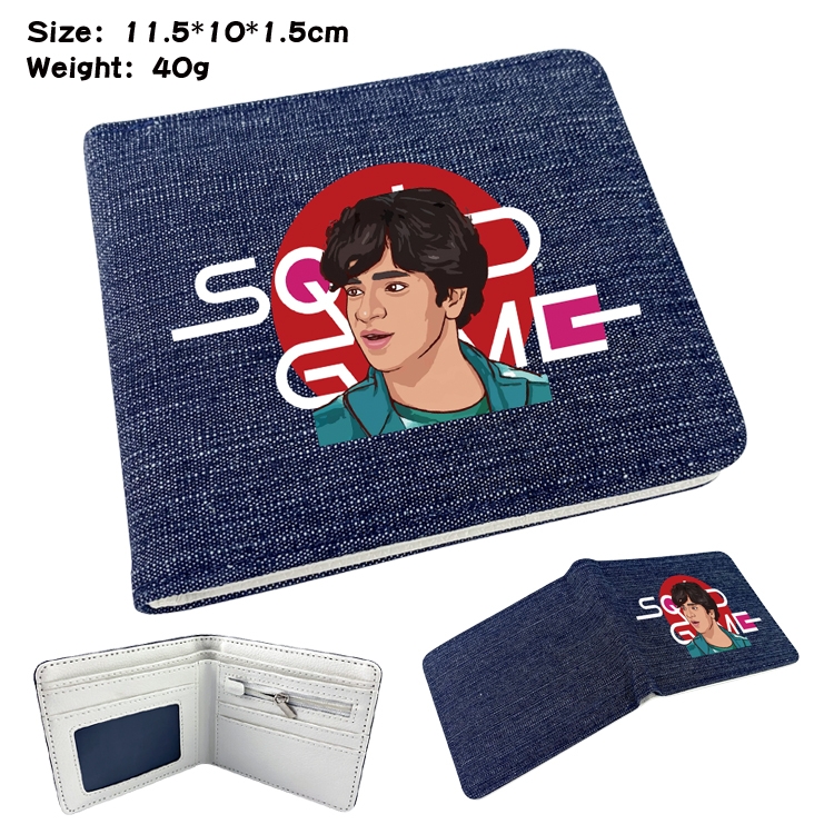 Squid game Film and television peripheral denim half-fold wallet 11.5X10X1.5CM  3F