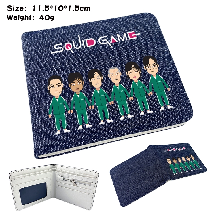 Squid game Film and television peripheral denim half-fold wallet 11.5X10X1.5CM 36F