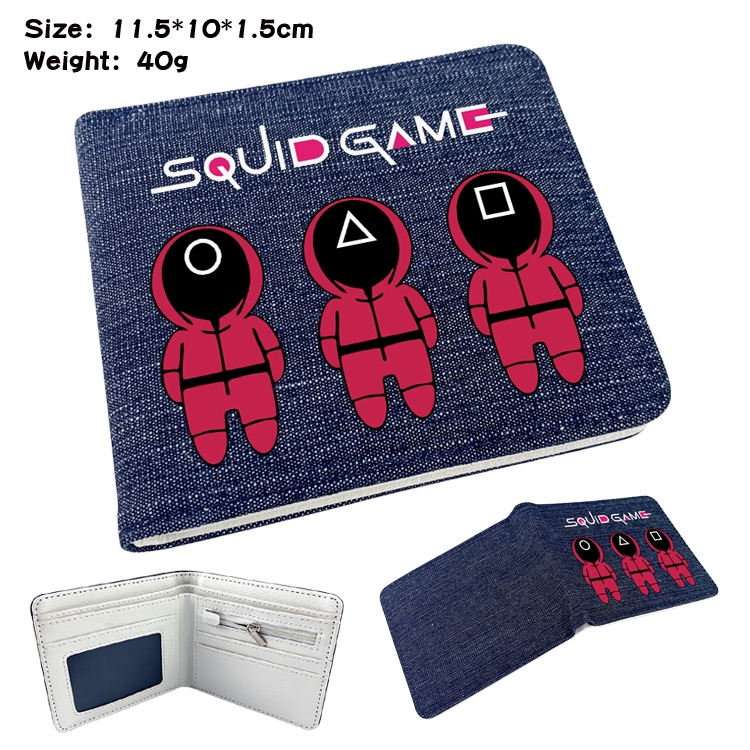 Squid game Film and television peripheral denim half-fold wallet 11.5X10X1.5CM 14F