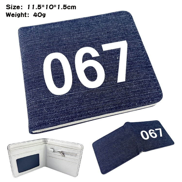 Squid game Film and television peripheral denim half-fold wallet 11.5X10X1.5CM 25F