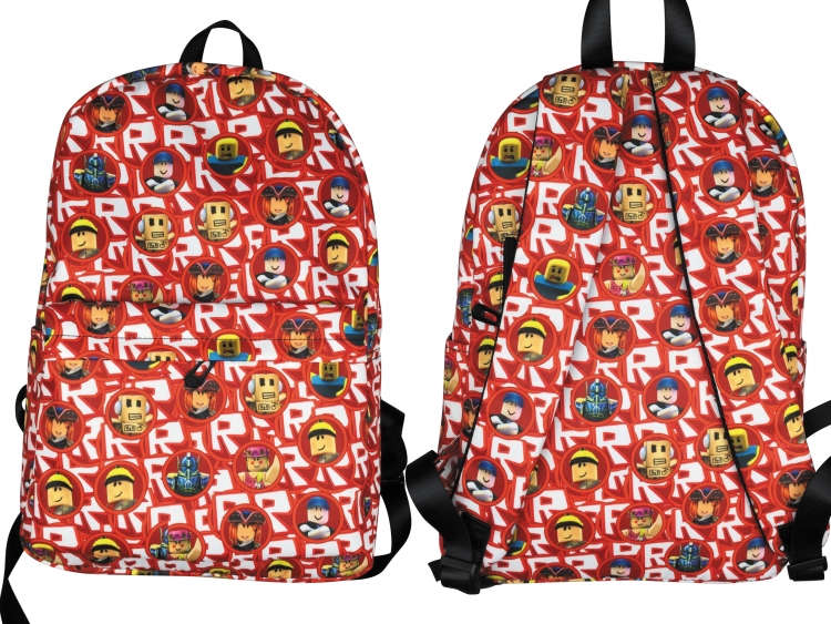 ROBLOX Animation surrounding printed student backpack