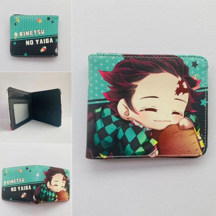 Demon Slayer Kimets Full color  Two fold short card case wallet 11X9.5CM 60G