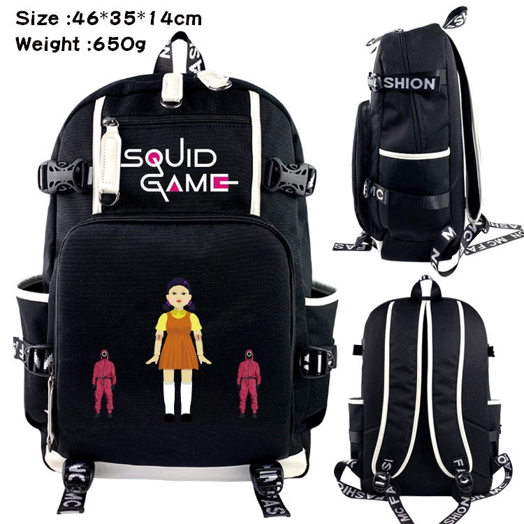 Squid game Anime trend canvas backpack bag 46X35X14CM