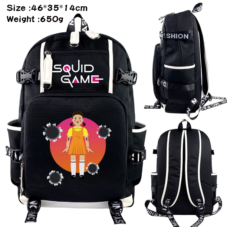 Squid game Anime trend canvas backpack bag 46X35X14CM