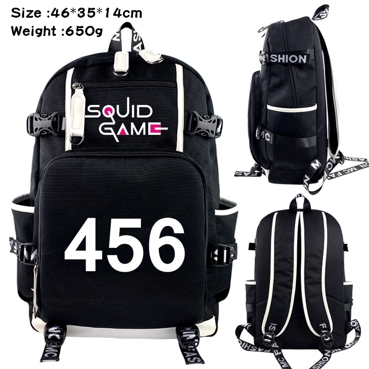 Squid game Anime trend canvas backpack bag 46X35X14CM