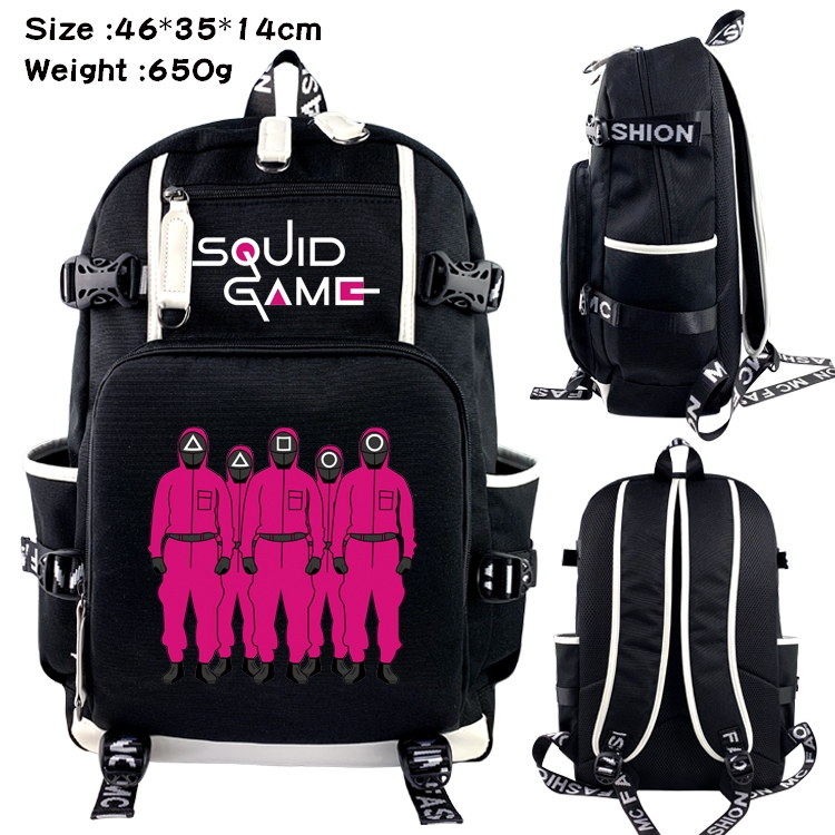 Squid game Anime trend canvas backpack bag 46X35X14CM