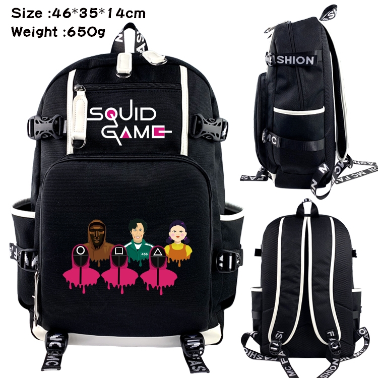 Squid game Anime trend canvas backpack bag 46X35X14CM