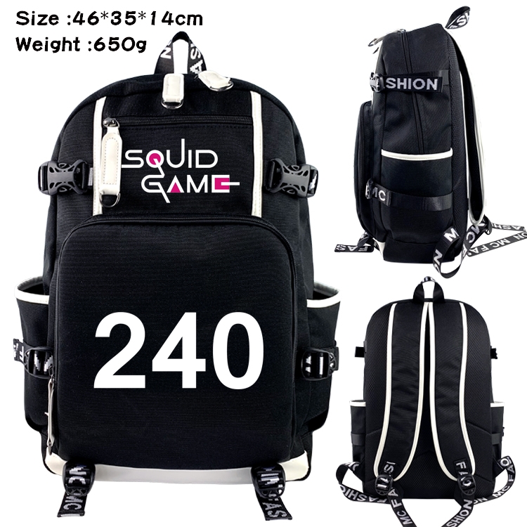 Squid game Anime trend canvas backpack bag 46X35X14CM