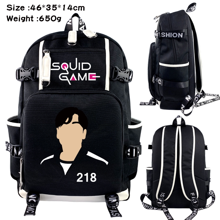 Squid game Anime trend canvas backpack bag 46X35X14CM