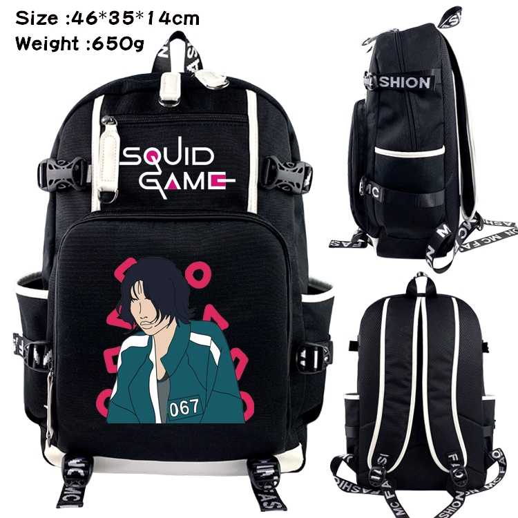 Squid game Anime trend canvas backpack bag 46X35X14CM