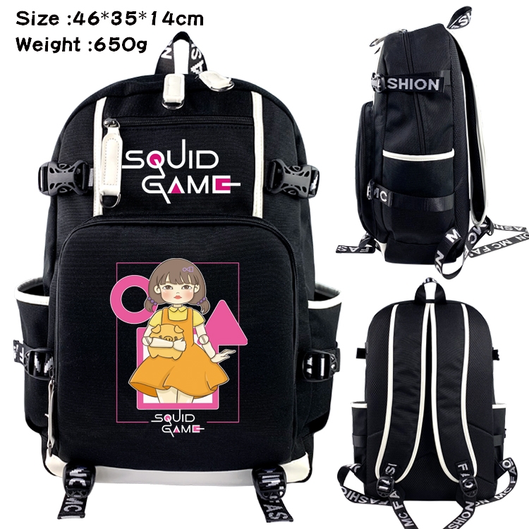 Squid game Anime trend canvas backpack bag 46X35X14CM