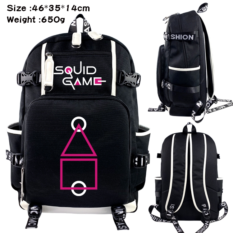 Squid game Anime trend canvas backpack bag 46X35X14CM