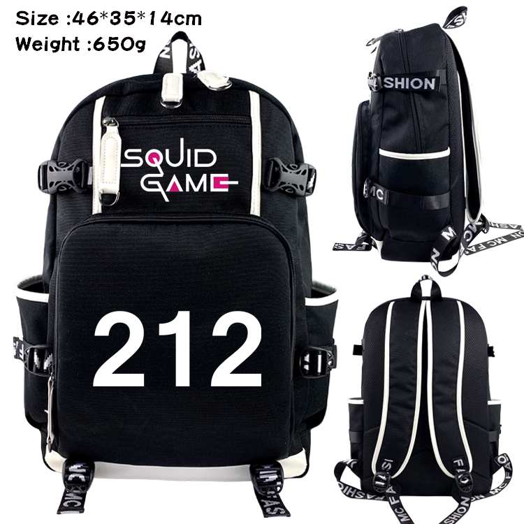 Squid game Anime trend canvas backpack bag 46X35X14CM