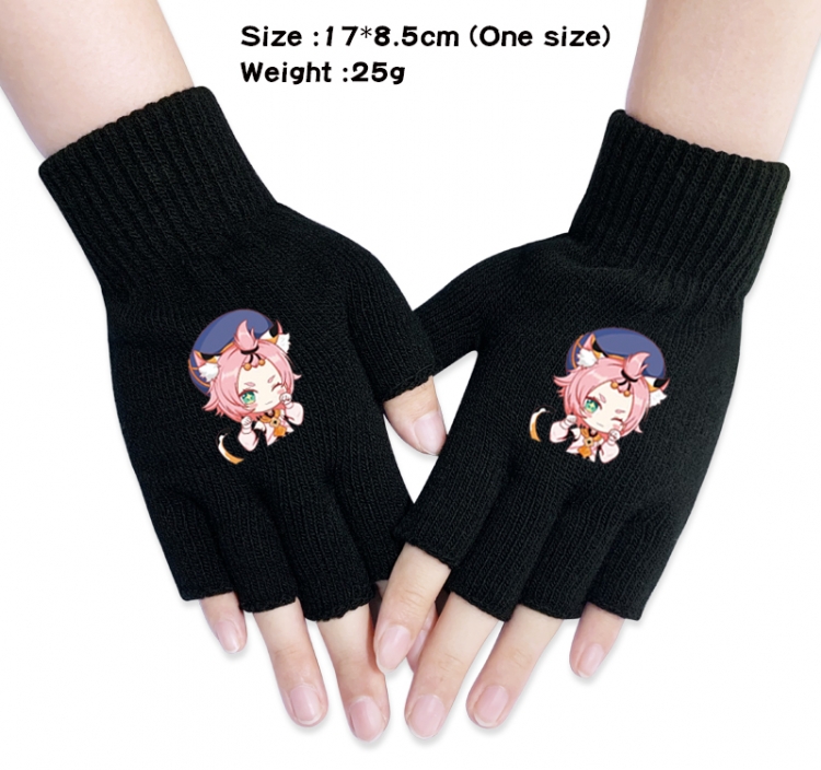 Genshin Impact Anime knitted half finger gloves 17x8.5cm