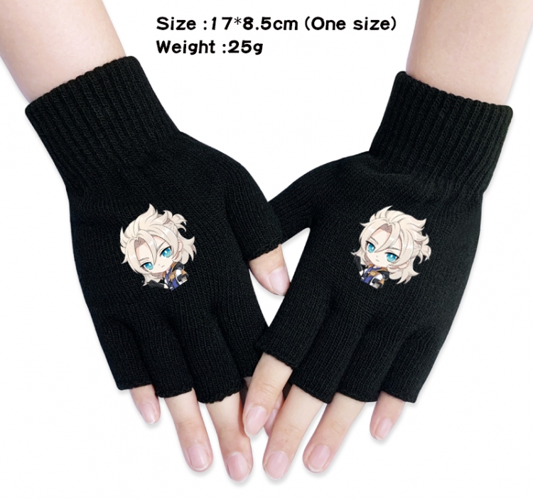 Genshin Impact Anime knitted half finger gloves 17x8.5cm