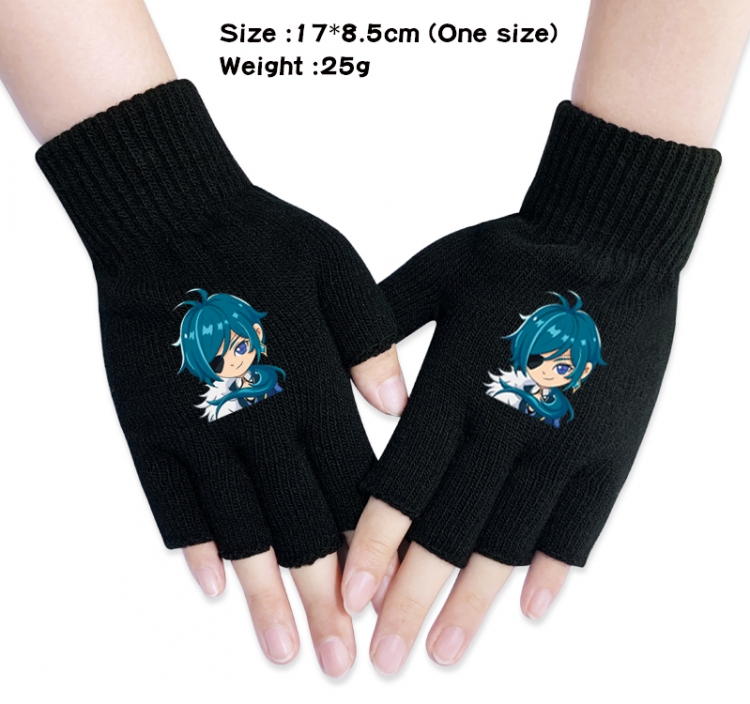 Genshin Impact Anime knitted half finger gloves 17x8.5cm