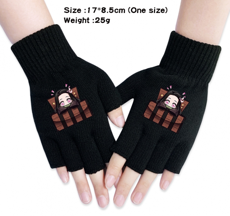 Demon Slayer Kimets Anime knitted half finger gloves 17x8.5cm