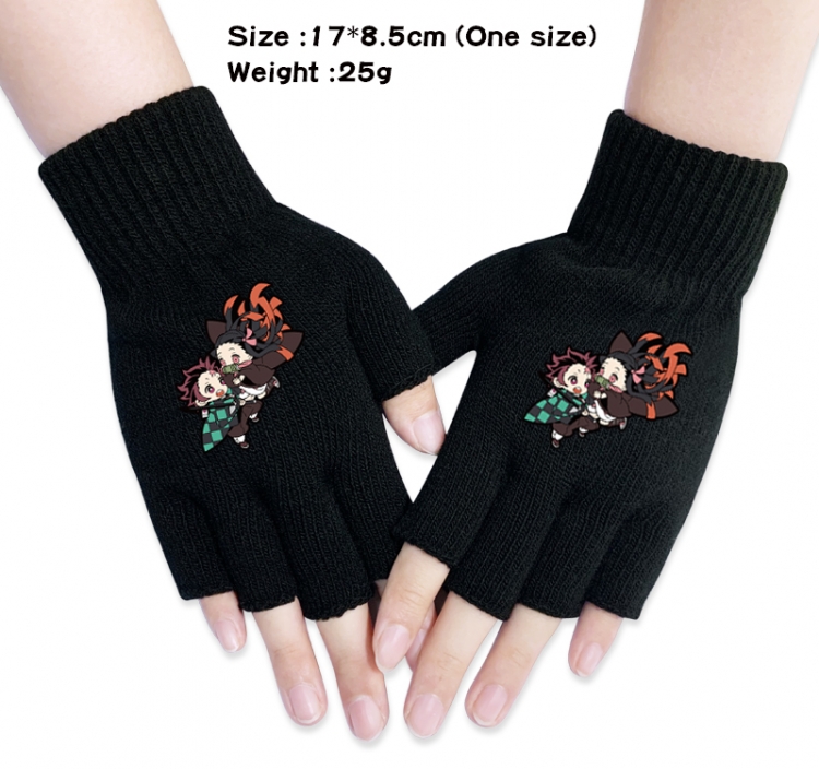 Demon Slayer Kimets Anime knitted half finger gloves 17x8.5cm