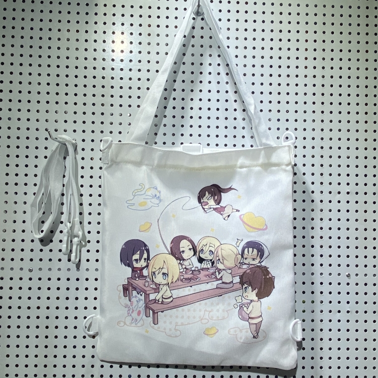 Shingeki no Kyojin Double-sided color picture canvas shoulder bag storage bag 33X32cm