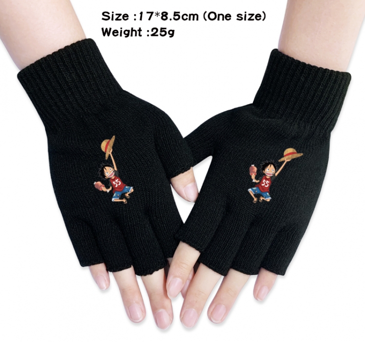 One Piece Anime knitted half finger gloves 17x8.5cm