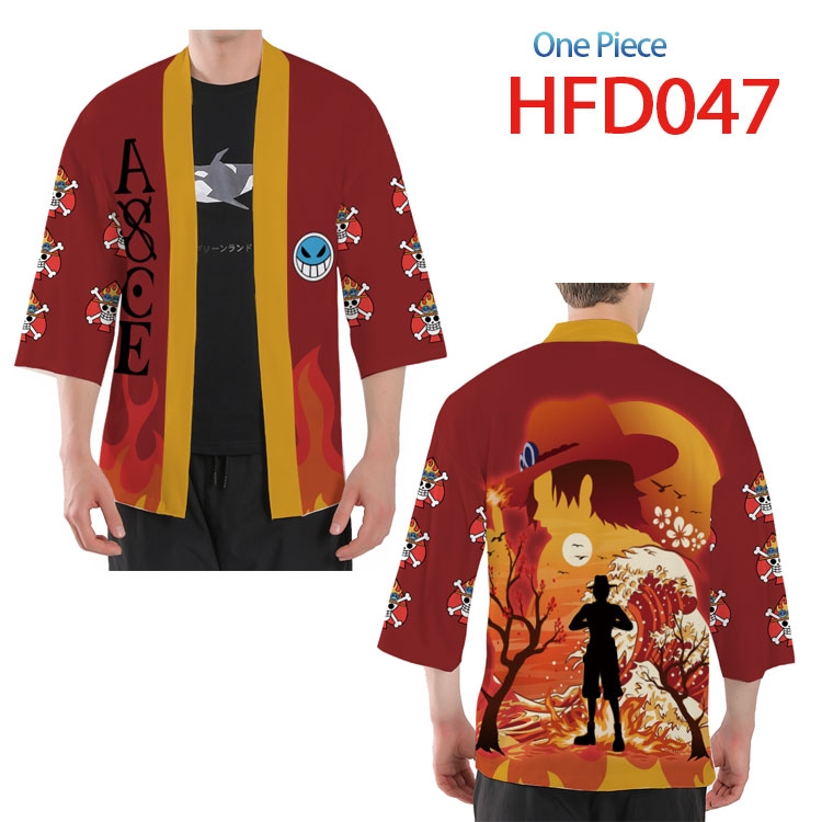 One Piece  Anime peripheral full-color short kimono from S to 4XL HFD-047