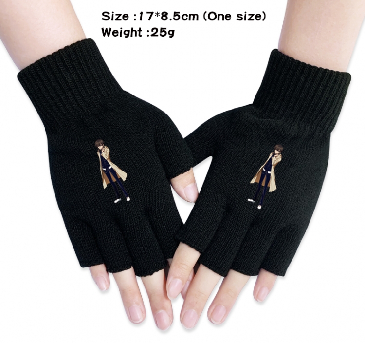 Meet for 5 seconds to start fighting  Anime knitted full finger gloves 18X8.5CM