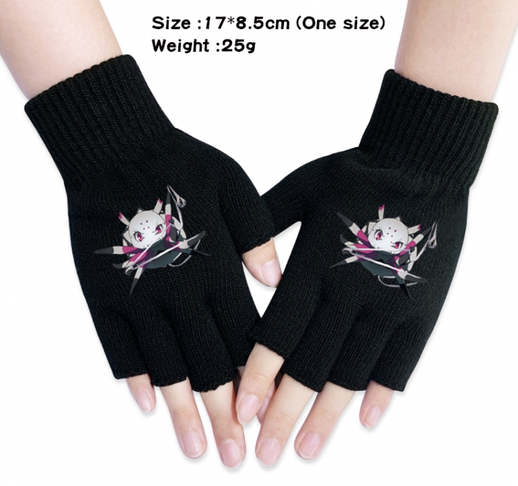 What if i am a spider Anime knitted half finger gloves 17x8.5cm