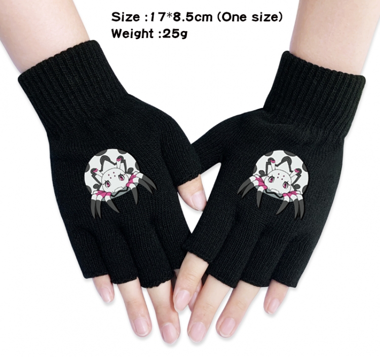 What if i am a spider Anime knitted half finger gloves 17x8.5cm