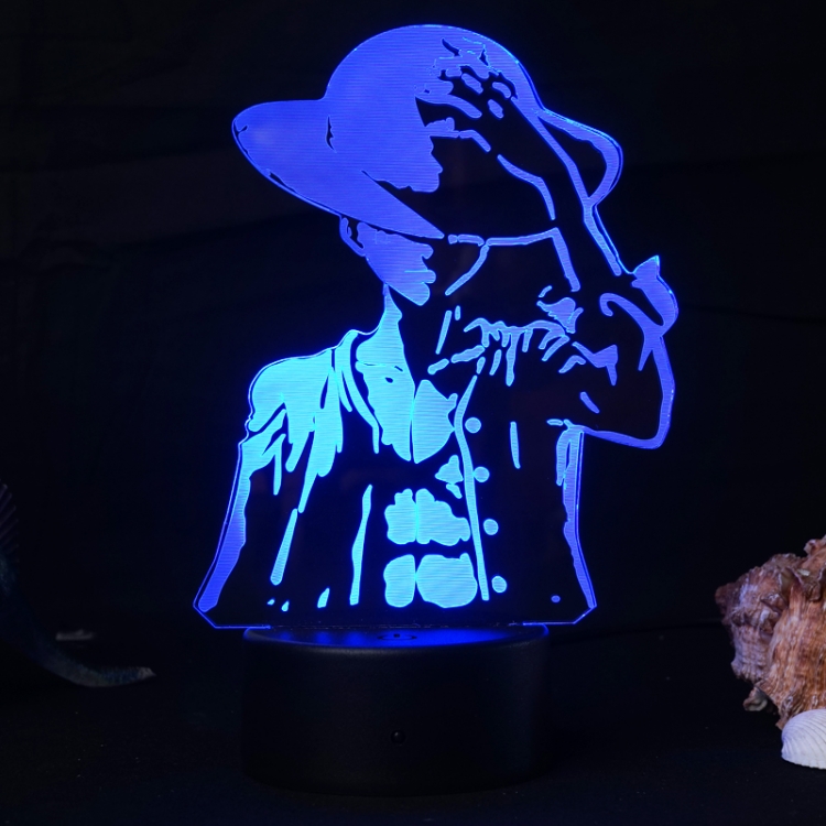 One Piece 3D night light USB touch switch colorful acrylic table lamp BLACK BASE