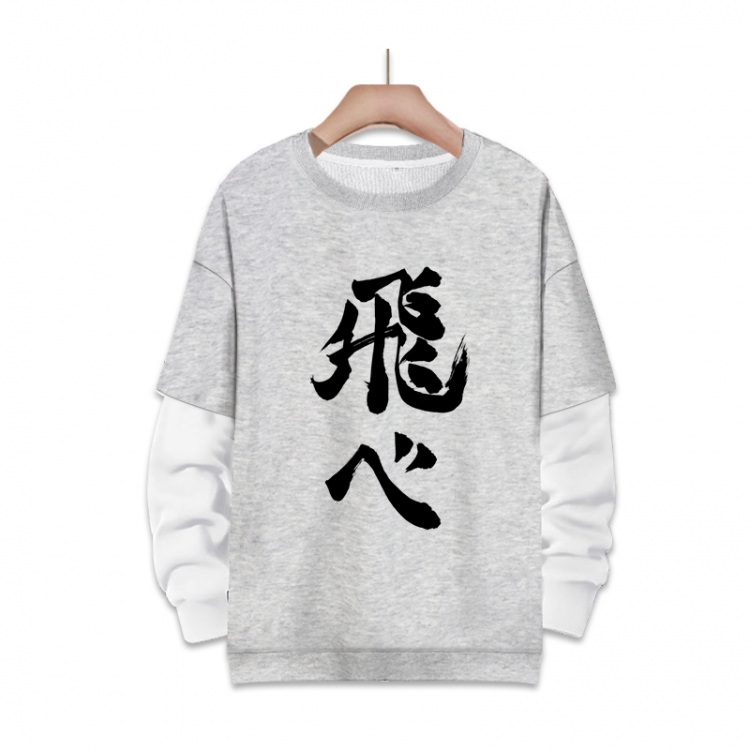 Haikyuu!!  Anime fake two-piece thick round neck sweater from S to 3XL