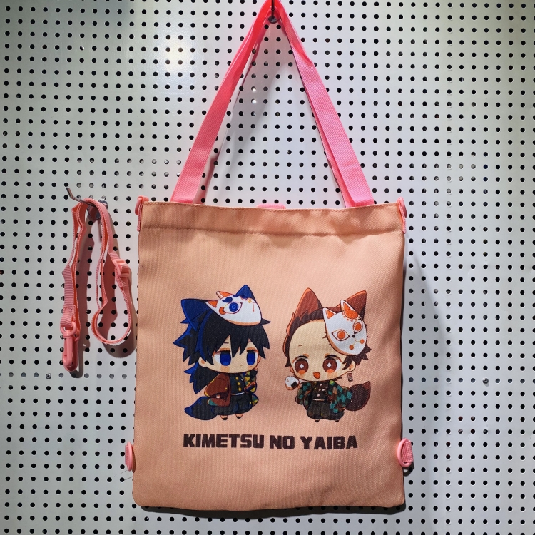 Demon Slayer Kimets Double-sided color picture canvas shoulder bag storage bag 33X32cm