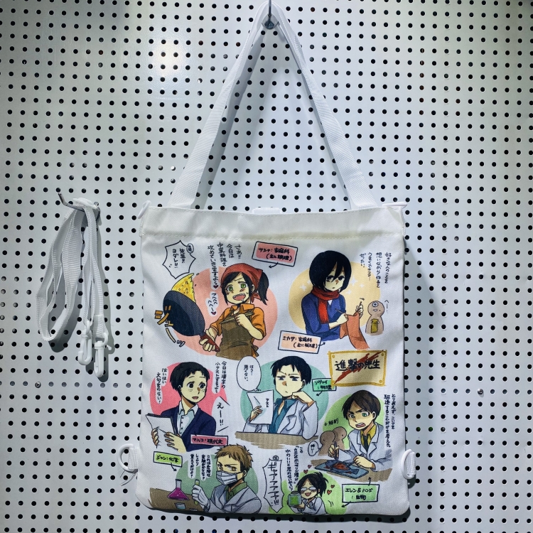 Shingeki no Kyojin Double-sided color picture canvas shoulder bag storage bag 33X32cm
