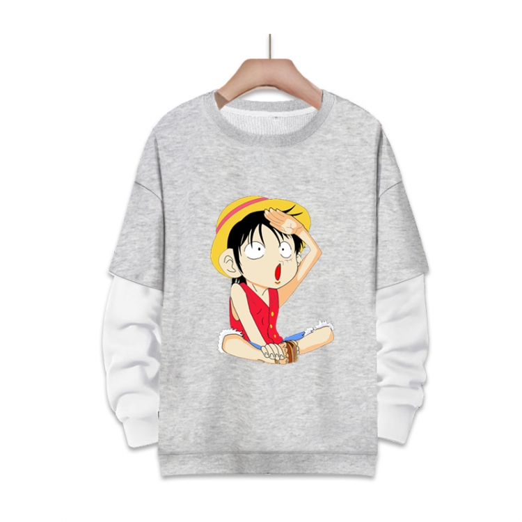 One Piece Anime fake two-piece thick round neck sweater from S to 3XL