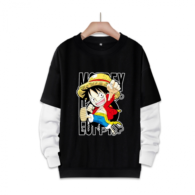 One Piece Anime fake two-piece thick round neck sweater from S to 3XL