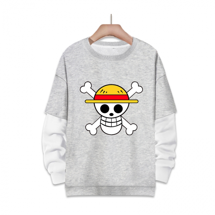 One Piece Anime fake two-piece thick round neck sweater from S to 3XL