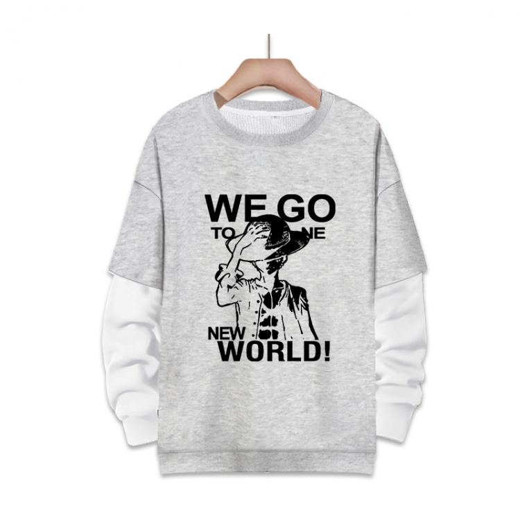 One Piece Anime fake two-piece thick round neck sweater from S to 3XL