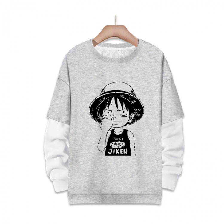 One Piece Anime fake two-piece thick round neck sweater from S to 3XL