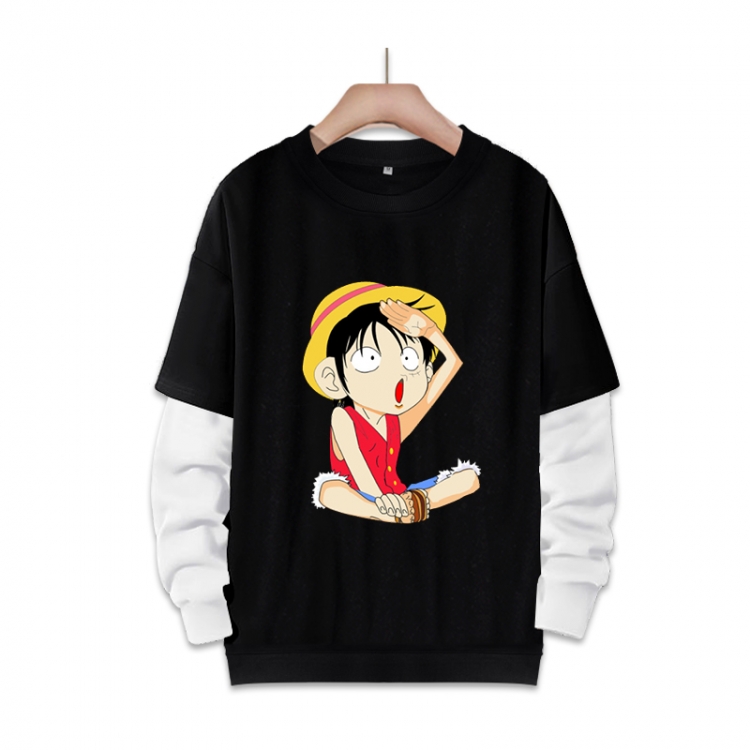 One Piece Anime fake two-piece thick round neck sweater from S to 3XL