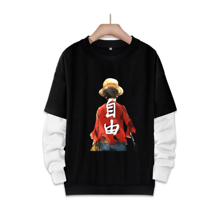 One Piece Anime fake two-piece thick round neck sweater from S to 3XL