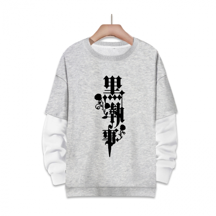 Kuroshitsuji Anime fake two-piece thick hooded sweater from S to 3XL