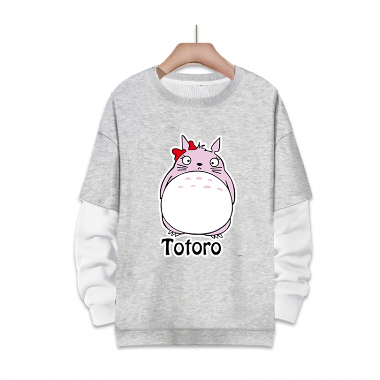 TOTORO Anime fake two-piece thick round neck sweater from S to 3XL