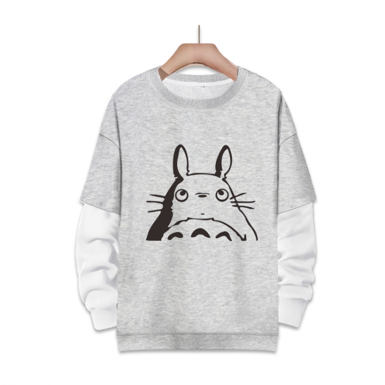 TOTORO Anime fake two-piece thick round neck sweater from S to 3XL